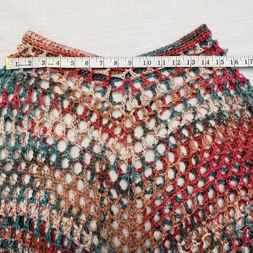Handmade Crochet Poncho with Fringe | Boho Multicolor Poncho | One of a Kind - Picture 8 of 16